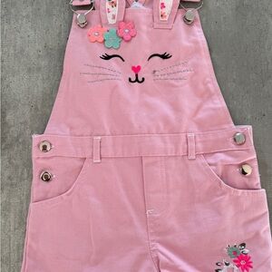 Soft Pink Corduroy Overalls with Bunny Design perfect for Easter!